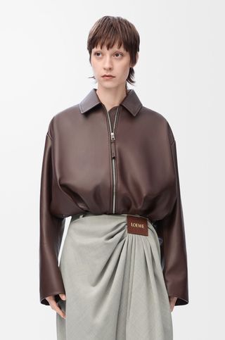 Draped Jacket in Nappa Lambskin