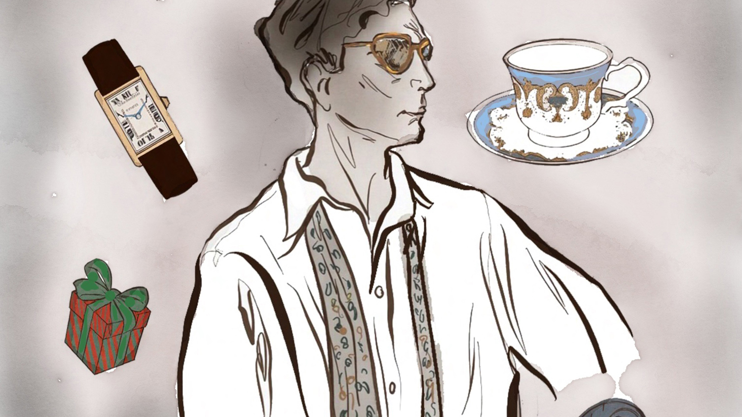 Illustration of a man in a white shirt