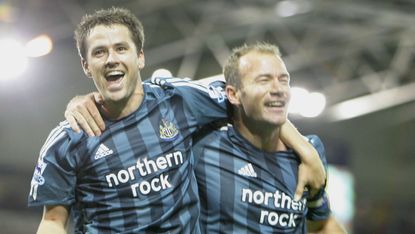 Michael Owen and Alan Shearer celebrate a goal for Newcastle United back in 2005 