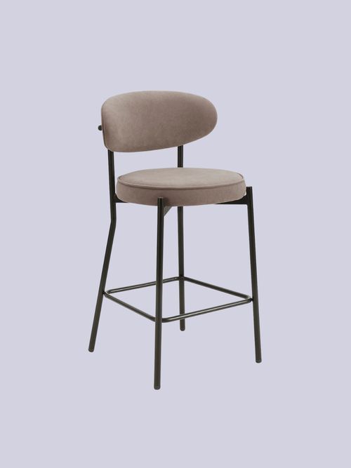 Mia Set of 2 Barstools - Matte Velvet - Sand