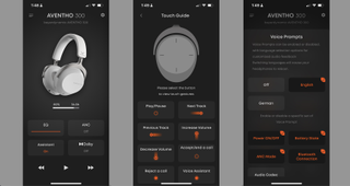 Beyerdynamic Aventho 300 app, three screengrabs
