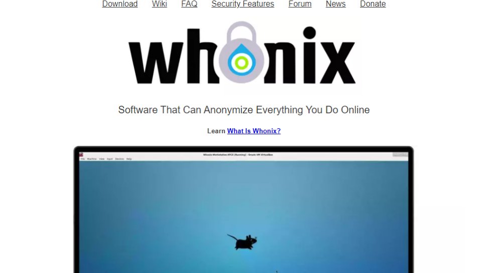 Capture d'écran du site Web de Whonix