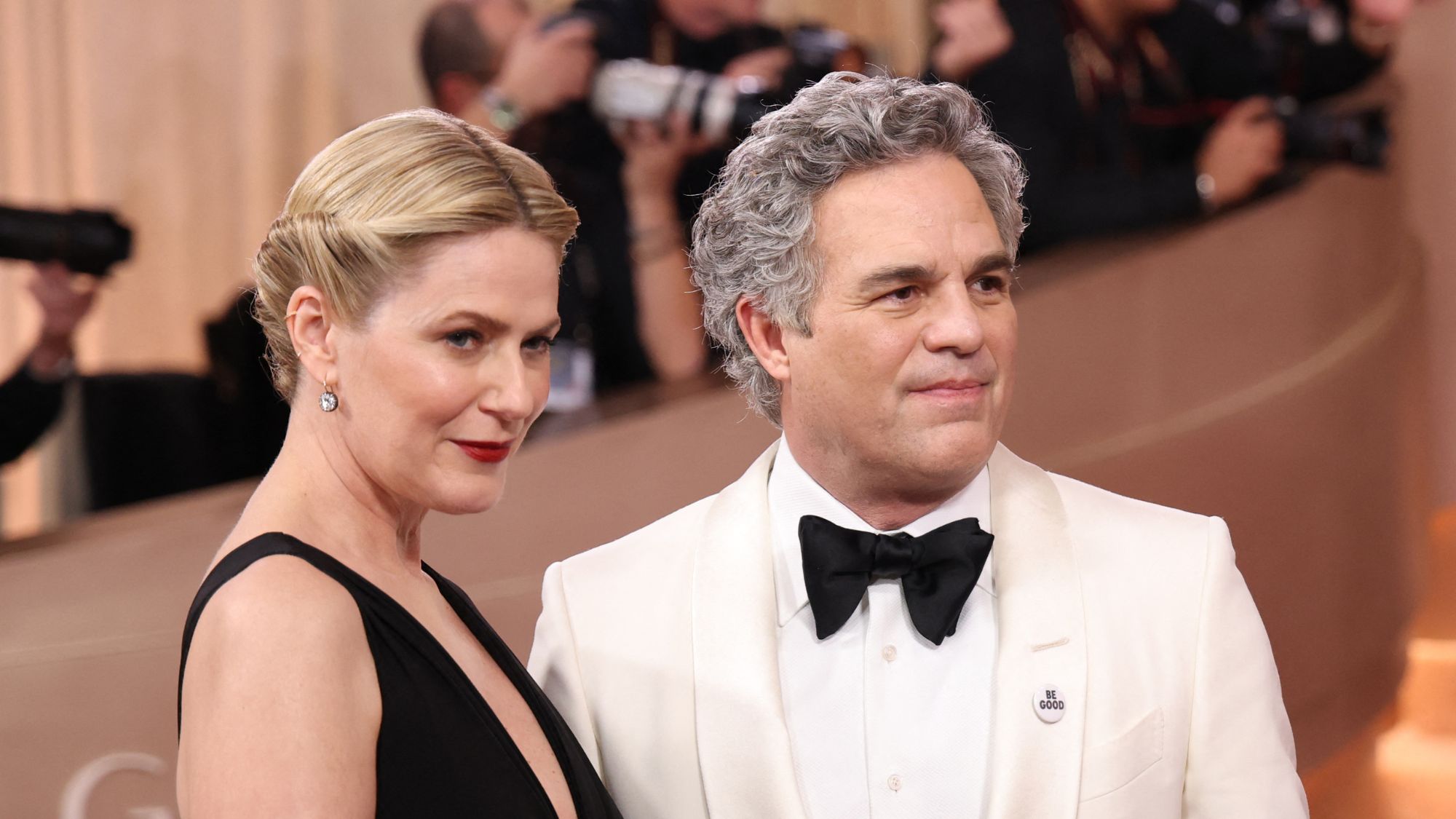 Mark Ruffalo and Sunrise Coigney attend the 83rd annual Golden Globe awards
