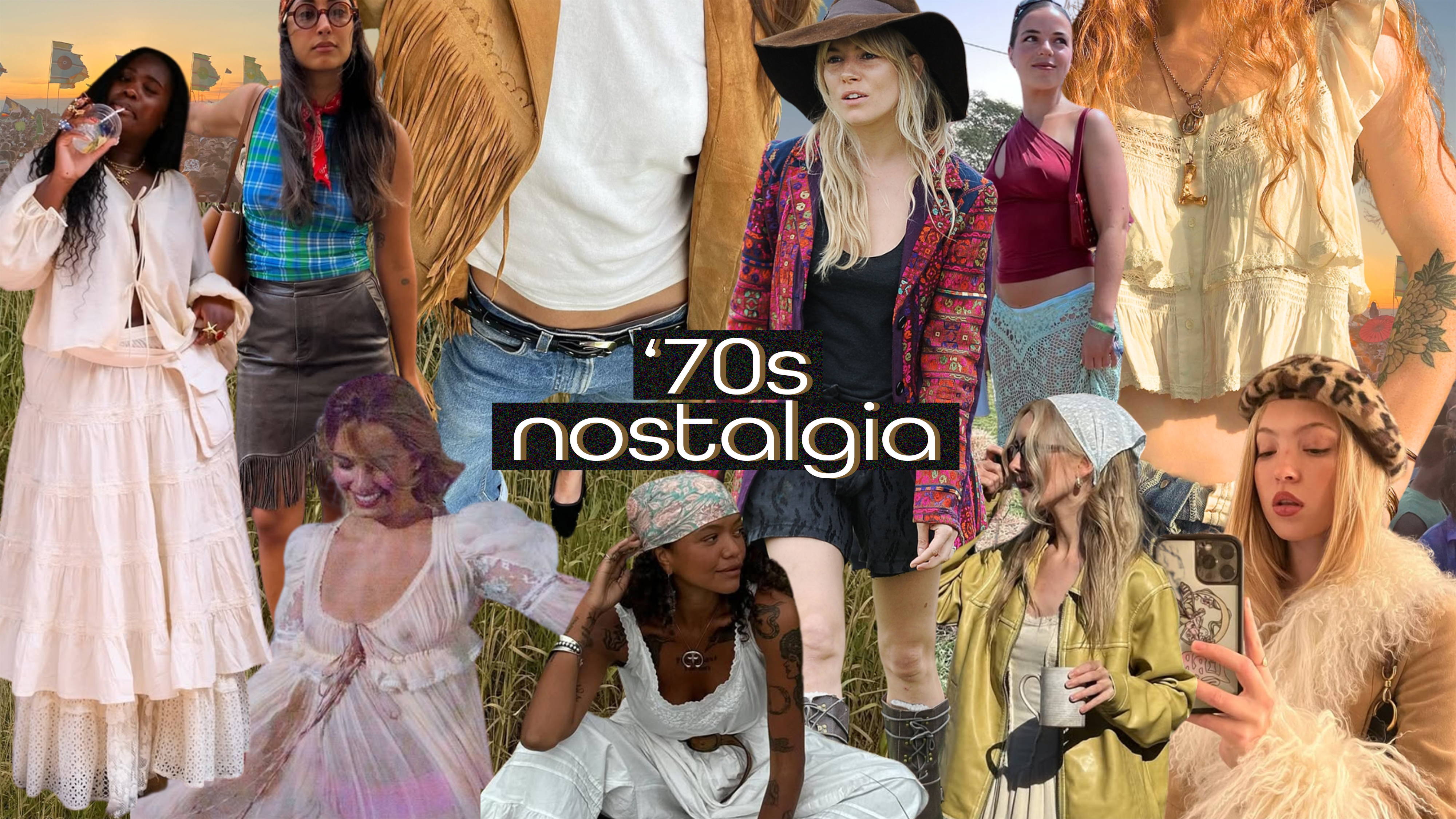 Sienna Miller, Lila Moss, Addison Rae All dress 70s boho to a festival