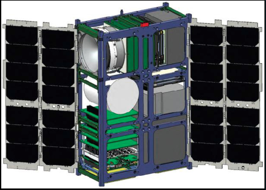 An illustration of the cubesat to study Solar Particles (CuSP).