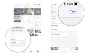 A screengrab from an iPhone showing how to view and edit screenshots from your Photos Album.
