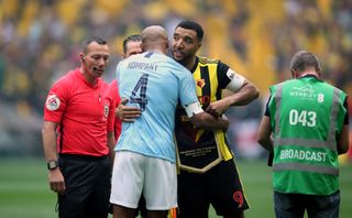 The pre-match formalities were as close as Kompany and Deeney came
