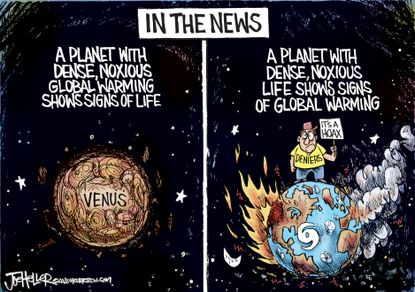 Editorial Cartoon U.S. Venus Earth climate change MAGA