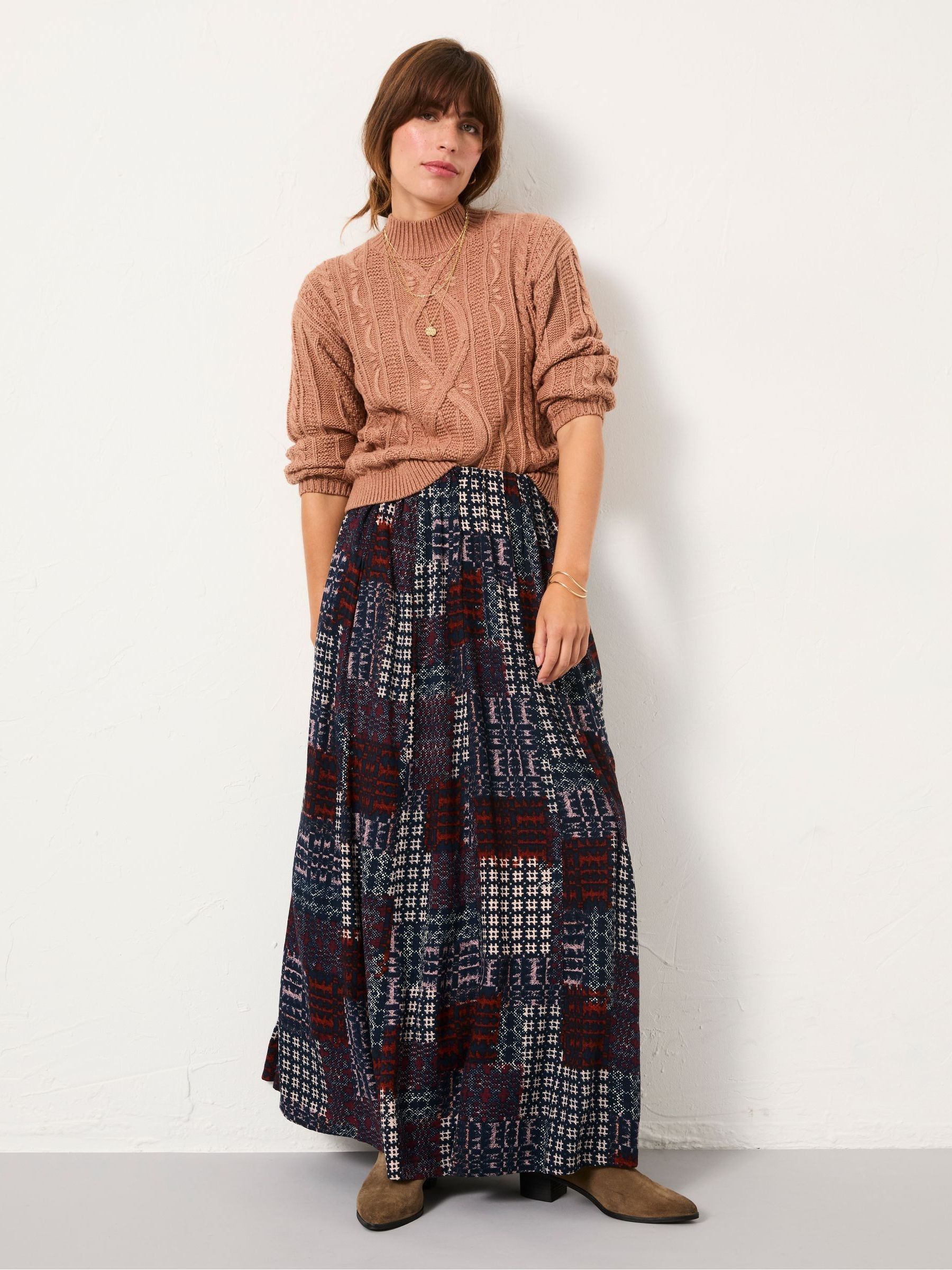 Navy Blanket Maxi Skirt