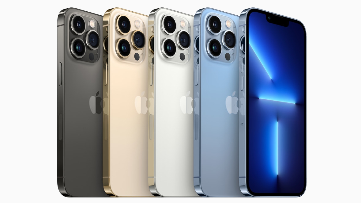 The iPhone 13 Pro in four different colors