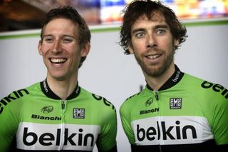 Bauke Mollema and Laurens ten Dams smile for the camera