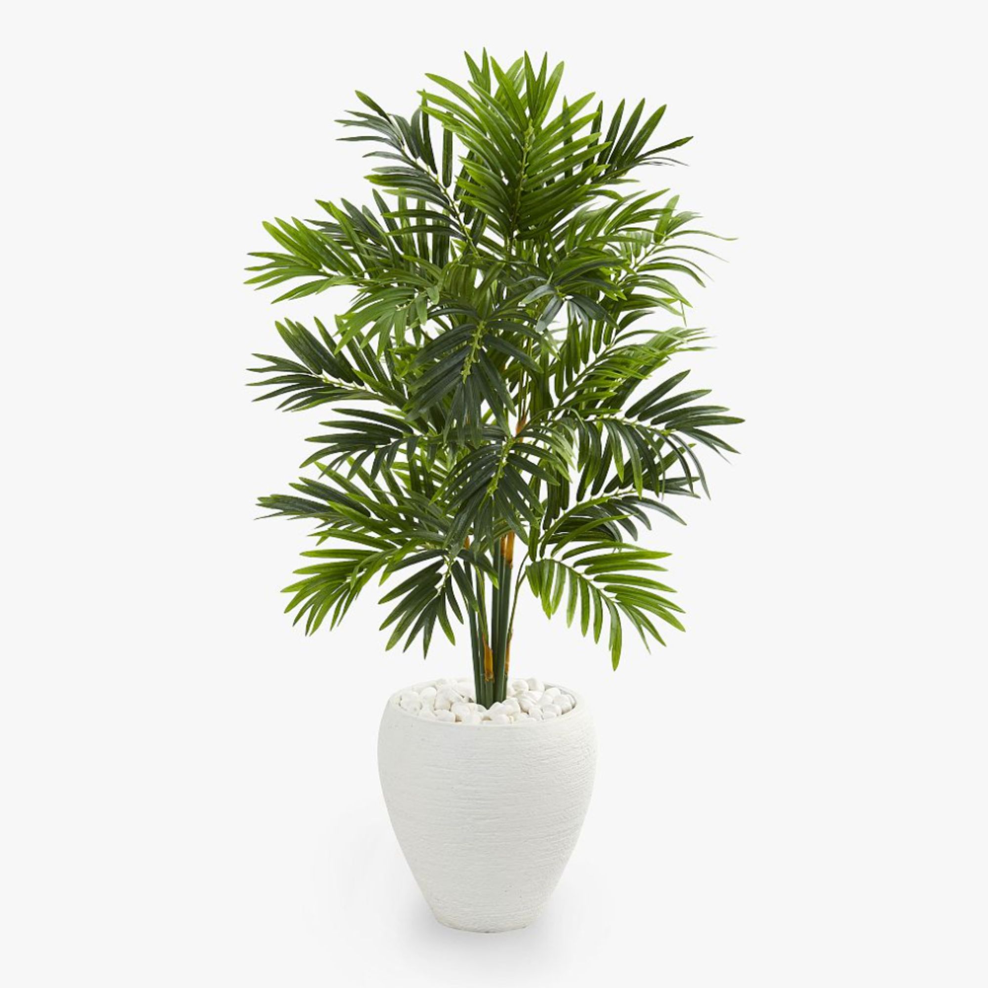 Faux palm tree in a white pot