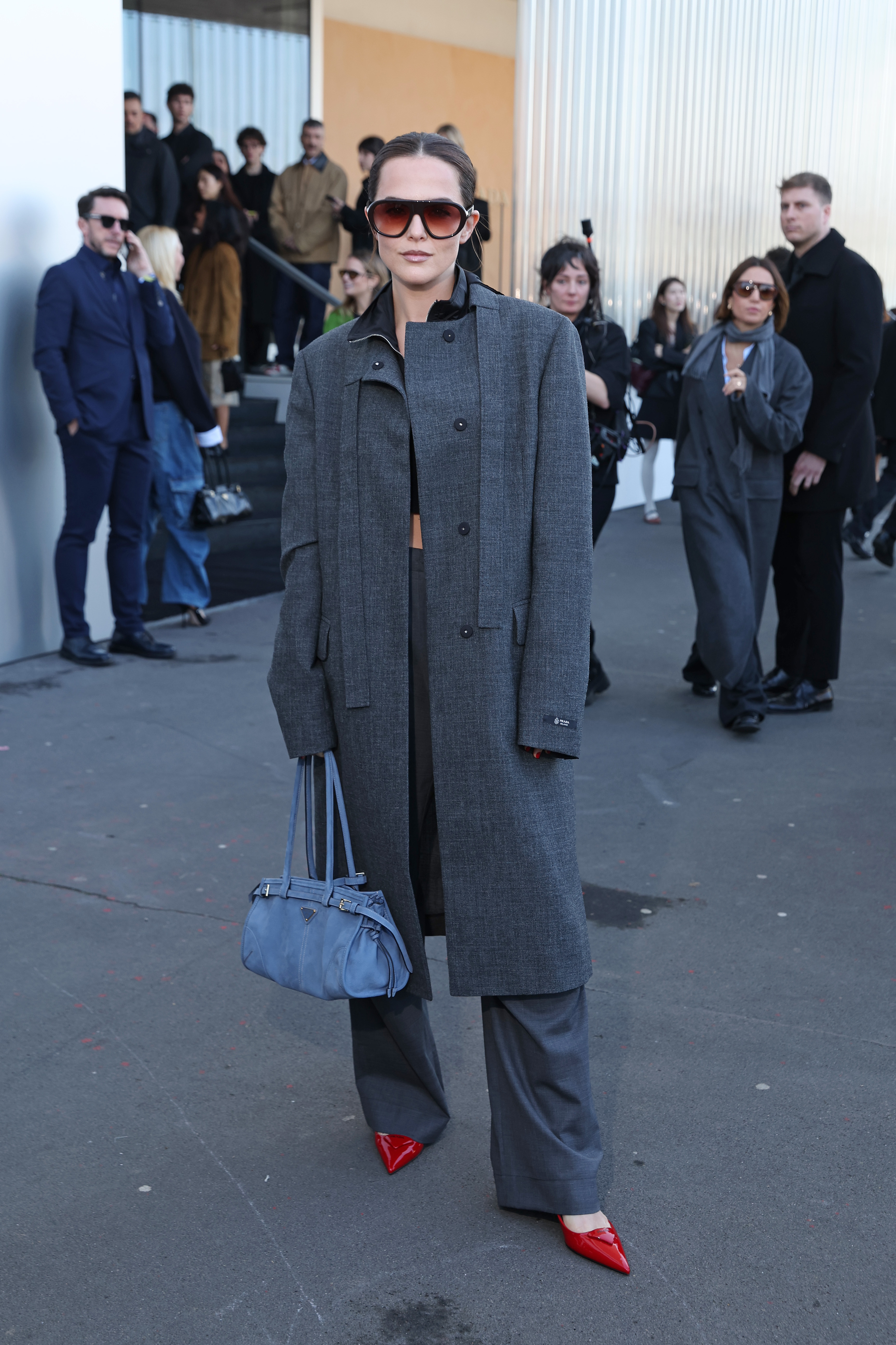 Zoey Deutch attended the Prada Fall 2026 show with the Prada belted Bonnie Bag Feb 26 2026