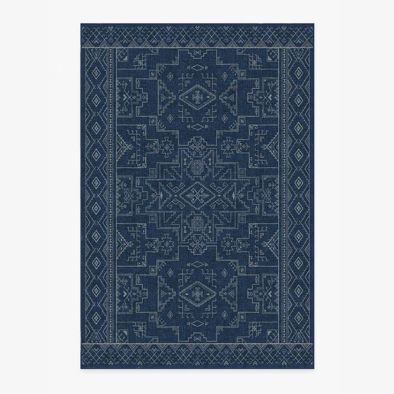 dark blue patterned rug