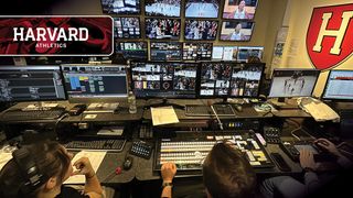 The Harvard athletics broadcast production control room. 