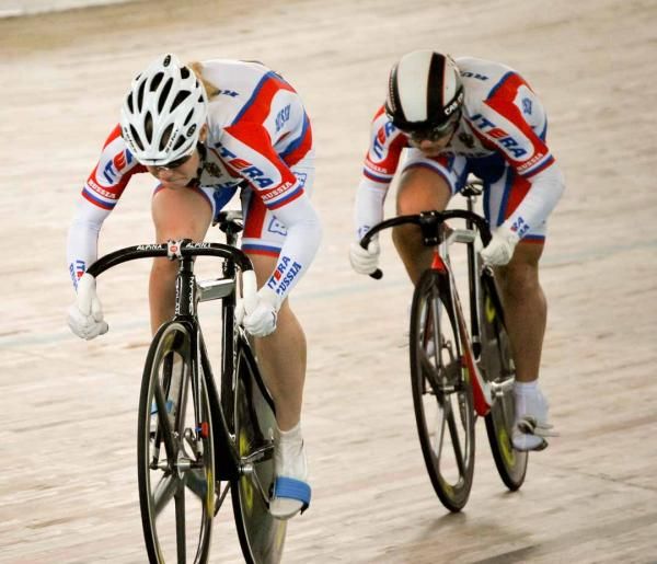 Russia in full flight in the team sprint.