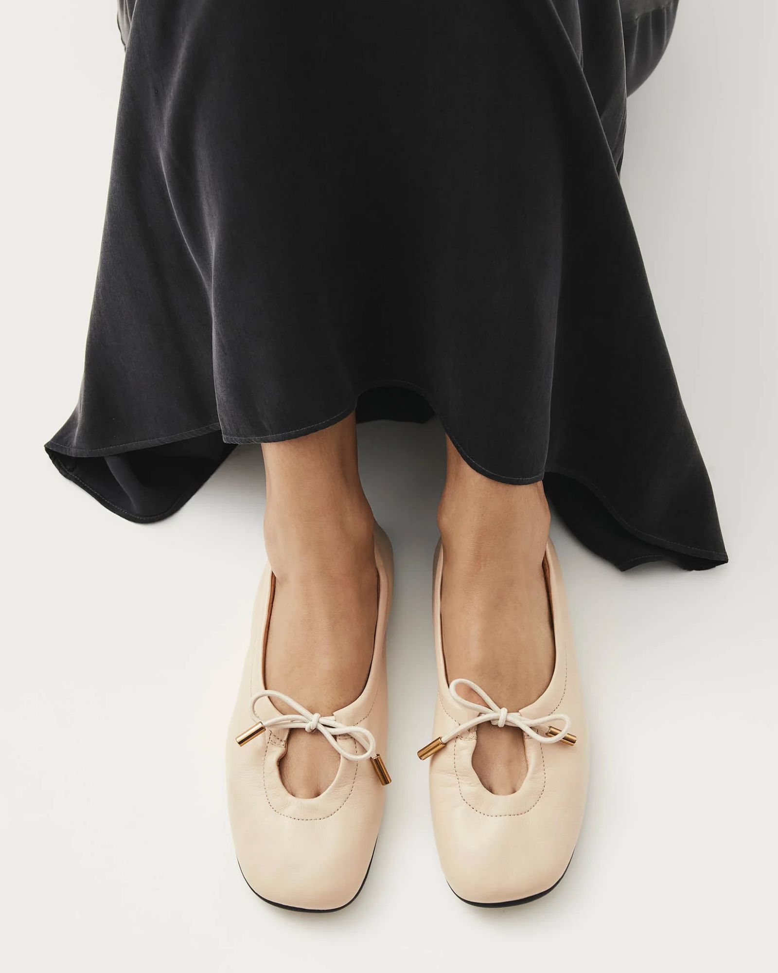 Alohas Rosalind Cream Leather Ballet Flats