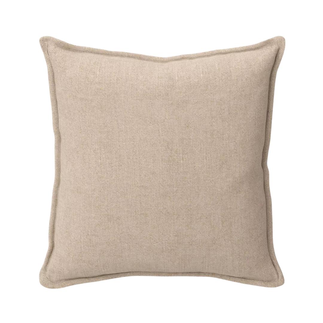 Beige linen throw pillow