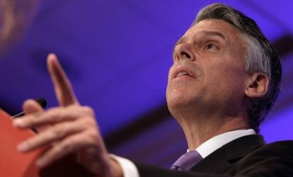 Former Utah Gov. Jon Huntsman steps into the crowded GOP presidential ring, vying for the same mainstream Republican voters Mitt Romney's banking on.