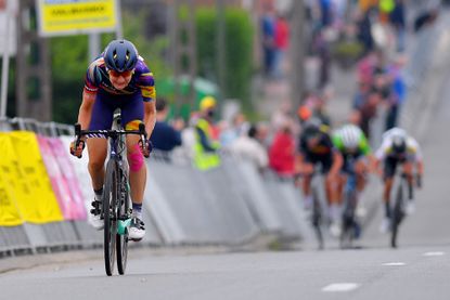 Alena Amialiusik (CanyonSRAM) wins stage two of the 2021 Lotto Belgium Tour in Galmaarden