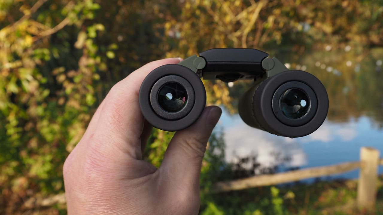 Close up photo of the Olympus 8x25 WP II binoculars