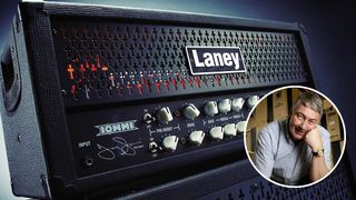Main photo: A Laney TI100 Tony Iommi signature electric guitar amplifier head unit; Secondary photo: Lyndon Laney, found of British amplifier manufacturer Laney
