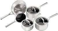 Ninja Foodi ZEROSTICK 5-Piece Pan Set, Stainless Steel, [C65000UK] Non-Stick, Induction Compatible | Was £229.99