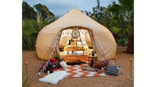 Luna Bell Tent pitched on sandy beach