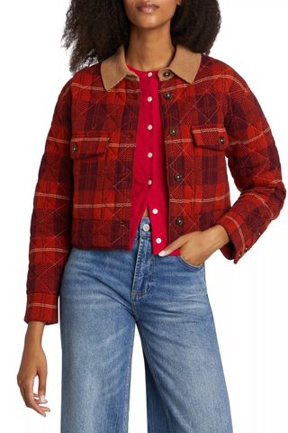 Guest in Residence Plaid Wool-Cashmere Crop Jacket