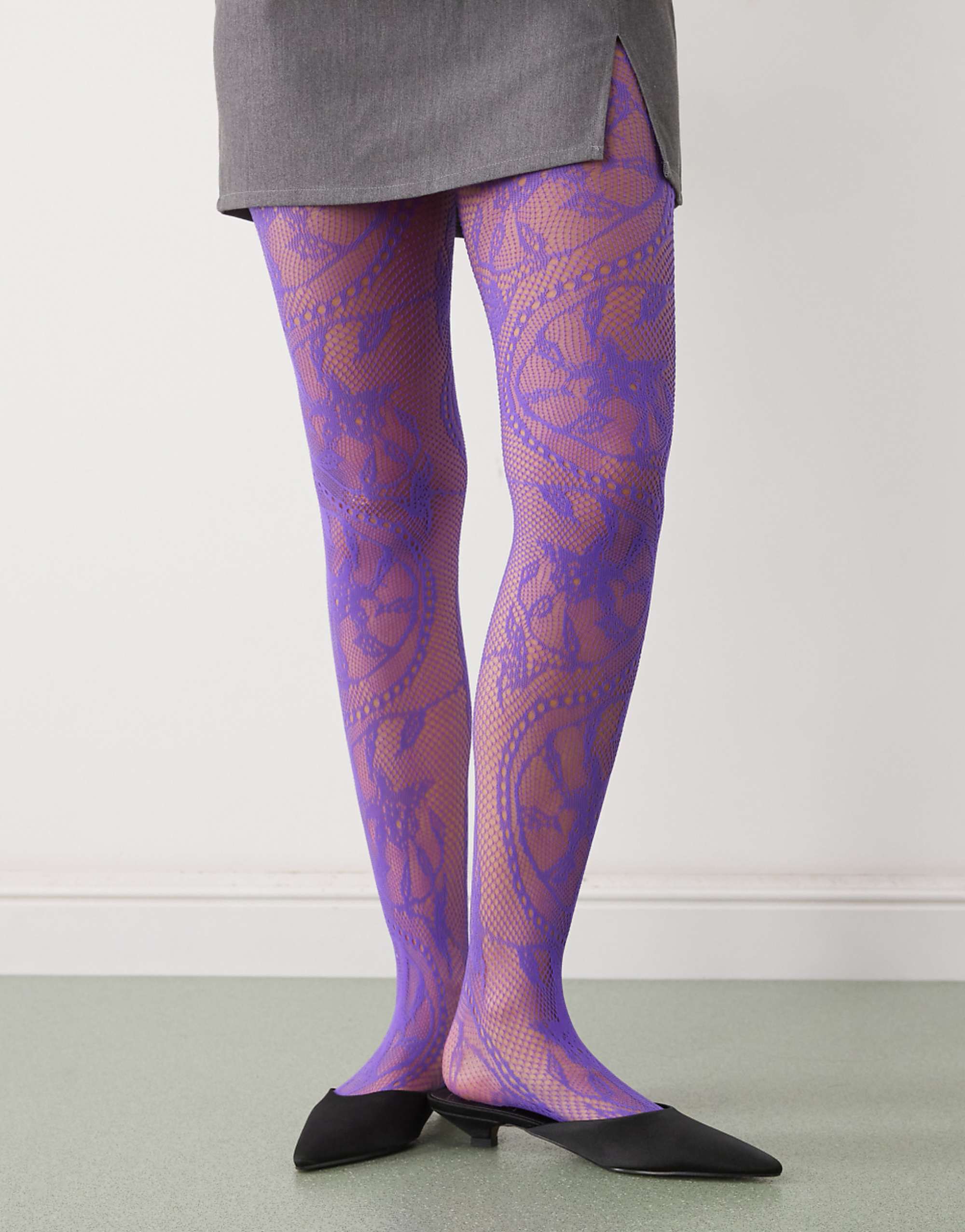 Reclaimed Vintage Lace Tights in Purple