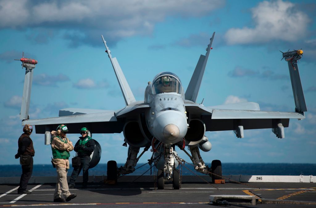 An F/A-18 Super Hornet on the USS George H. W. Bush.