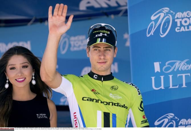 Peter Sagan (Cannondale) gives a small wave to the crowd