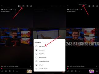 Steps to cast from YouTube on Pixel phone to Pixel Tablet