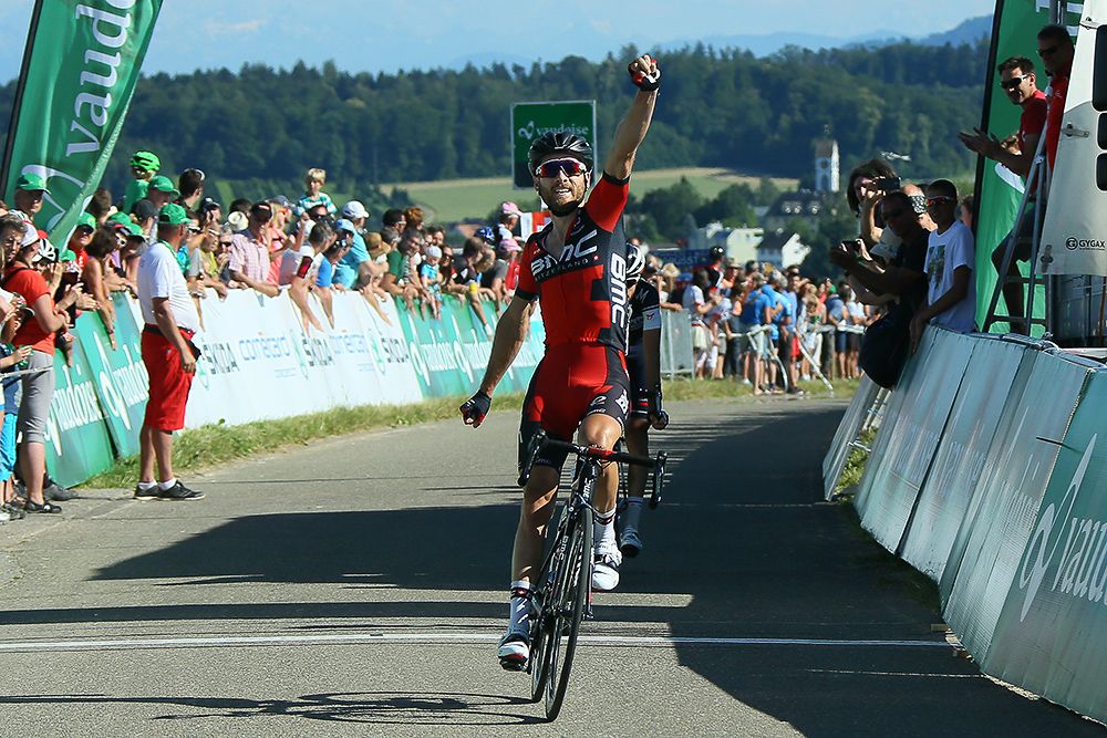 Danilo Wyss wins the Swiss road race championship.