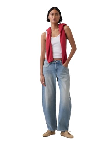 Gap Women's Low Rise Barrel Denim Jean, Light Indigo 11, 31