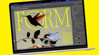 The Apple MacBook Air M5 on a yellow background