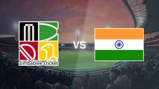 A cricket pitch with the Zimbabwe and India logos on top, for the Zimbabwe vs India live stream of the T20 World Cup