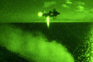 f-35b vertical night landing at sea
