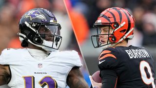 (L to R) Anthony Brown and Joe Burrow will face off in the Ravens vs Bengals live stream