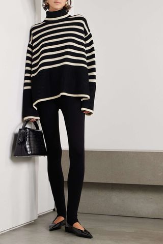 Toteme Striped Wool-Blend Turtleneck Sweater