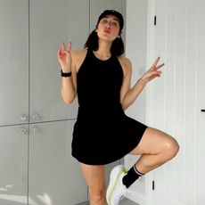 Best sports skirts: Sammy Nicks wearing a lululemon sports dress