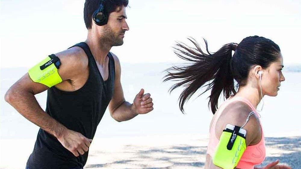 Best phone holder for running: Two runners wearing Sprigs Armbands