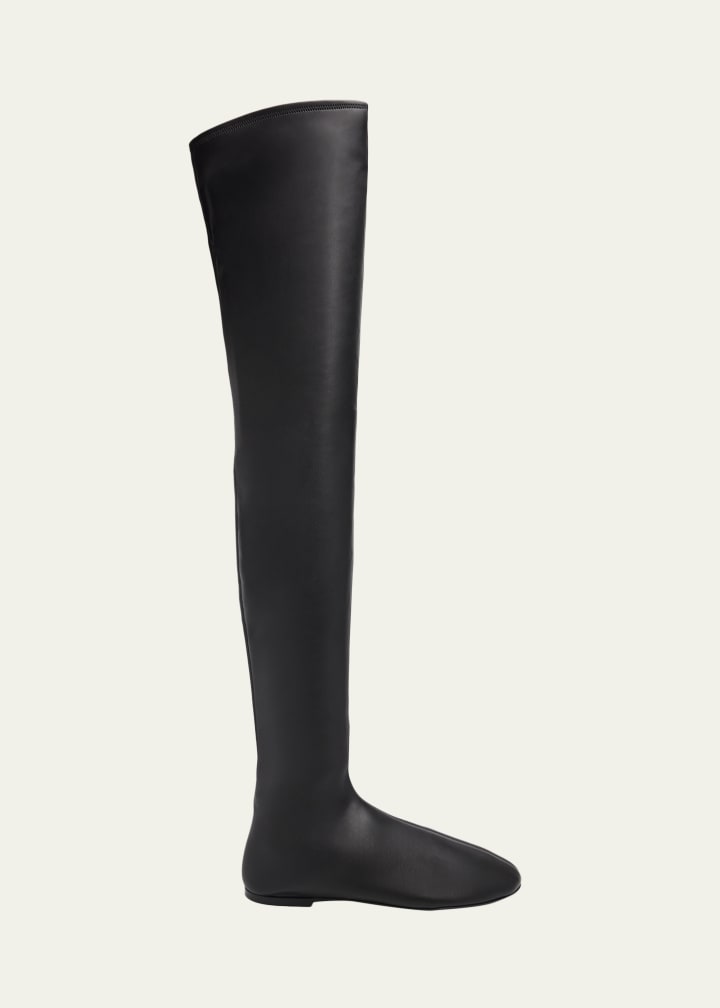 Tee Stretch Faux Leather Over-The-Knee Boots