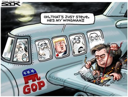 Political cartoon U.S. Trump GOP Bannon