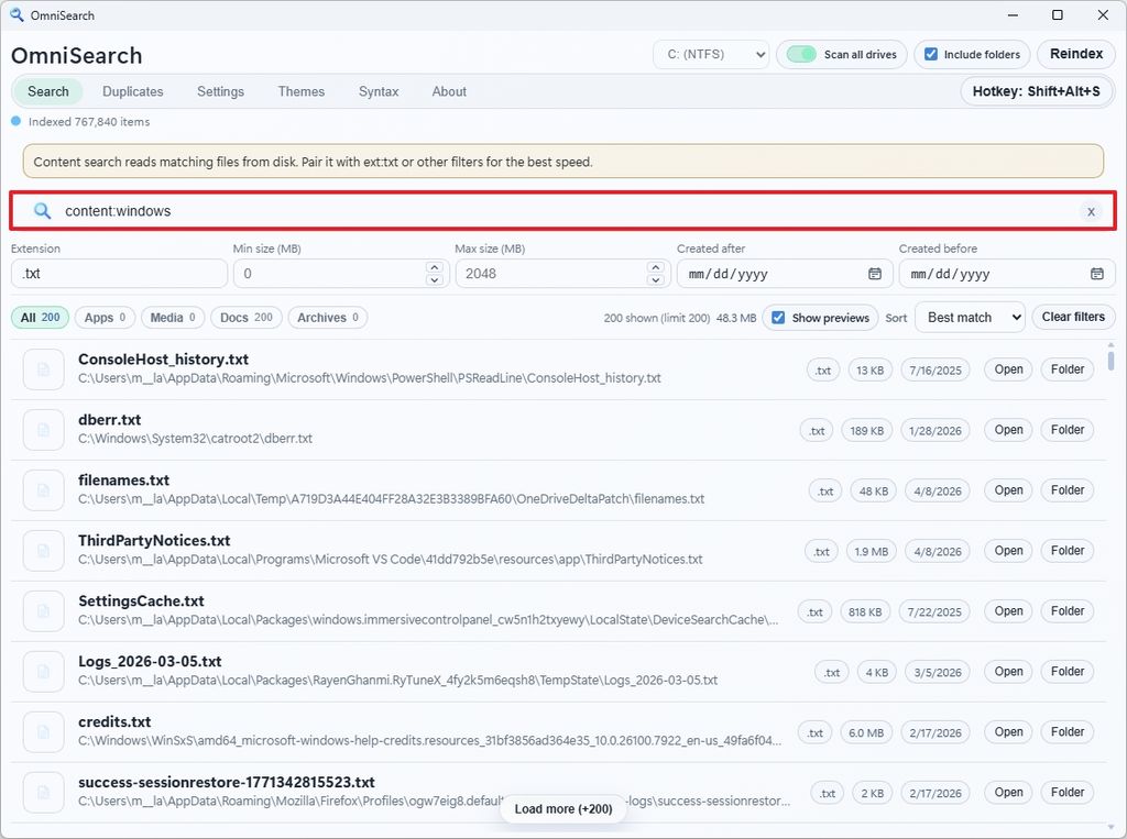 OmniSearch syntax