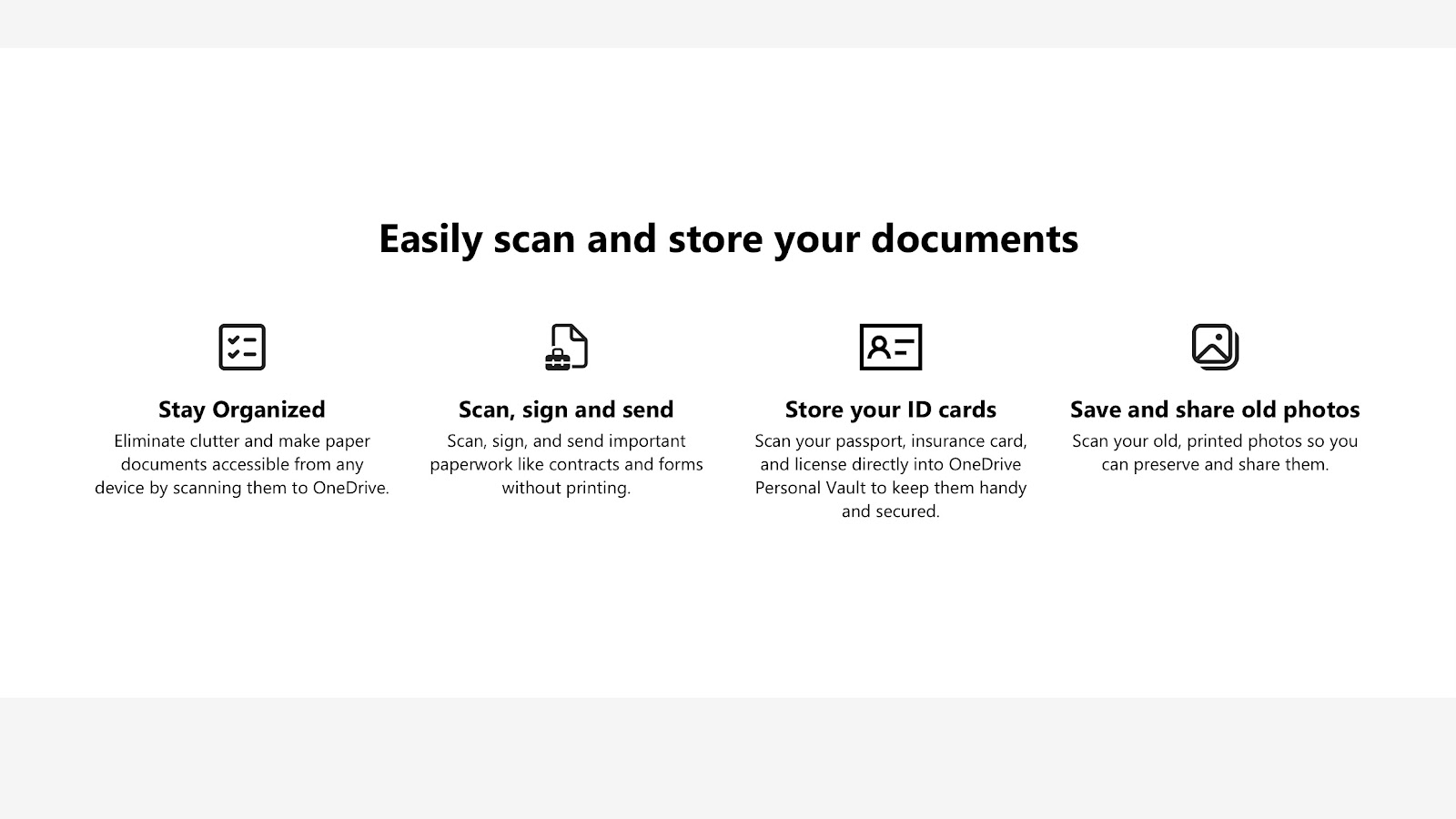 OneDrive's webpage discussing its document scanner tool