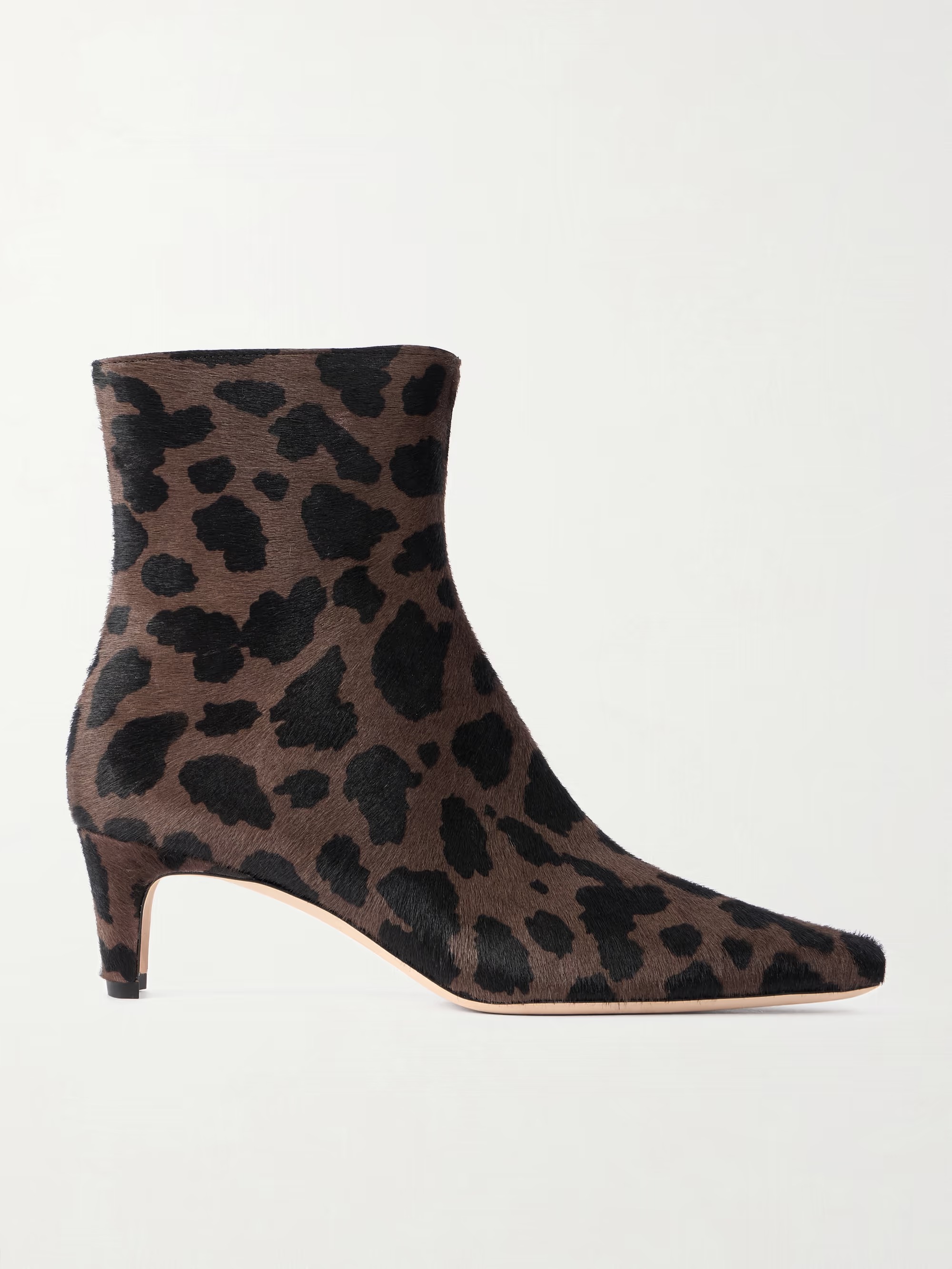STAUD Wally leopard-print calf hair ankle boots