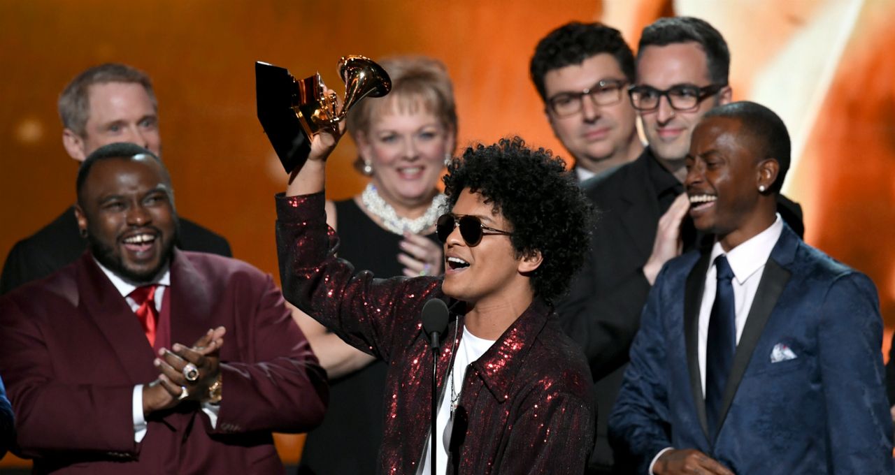 Bruno Mars accepts Album of the Year for 24K Magic 