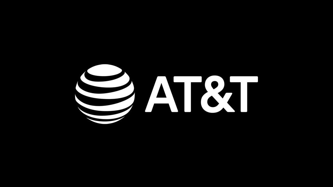 El logotipo de AT&T sobre un fondo negro.
