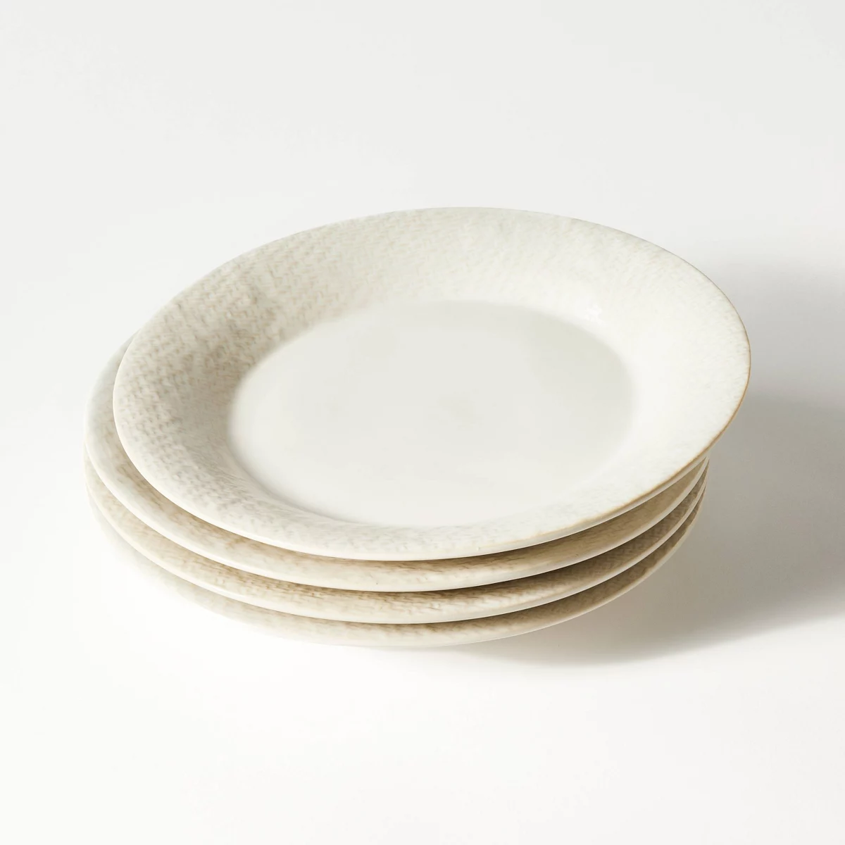 4pc 10.75u0026#34; Stoneware Dinner Plate Set Cream - Thresholdu0026#8482; Designed With Studio Mcgee : Scratch-Resistant, Microwave U0026#38; Dishwasher-Safe